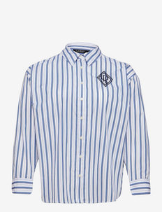 Striped Logo Cotton Broadcloth Shirt - koszule z długimi rękawami - blue/white