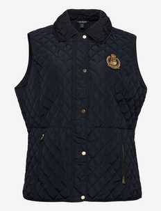 Crest-Patch Quilted Vest - down- & padded jackets - dk navy