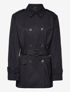 Double-Breasted Cotton-Blend Trench Coat - trench coats - dark navy