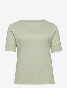 Stretch Cotton Boatneck Top - t-shirty - ranch sage