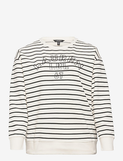Striped Logo French Terry Pullover - sweatshirts - pale cream/polo b