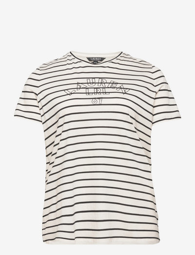 Striped Logo Jersey Tee - t-shirts - pale cream/polo b