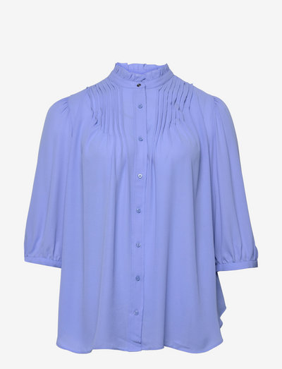 Georgette Elbow-Sleeve Blouse - bluzki z długimi rękawami - blue loch