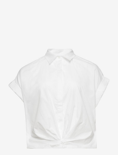 Twist-Front Cotton Broadcloth Shirt - kortermede skjorter - white