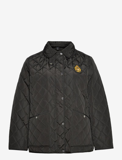 Crest-Patch Quilted Jacket - quiltede jakker - black