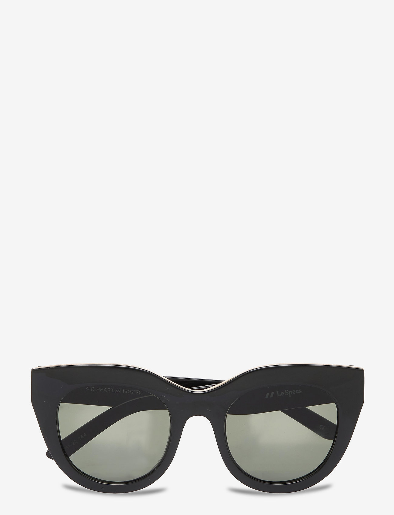 Le Specs - AIR HEART - okulary przeciwsłoneczne motyl - black/gold w/ khaki mono lens - 0