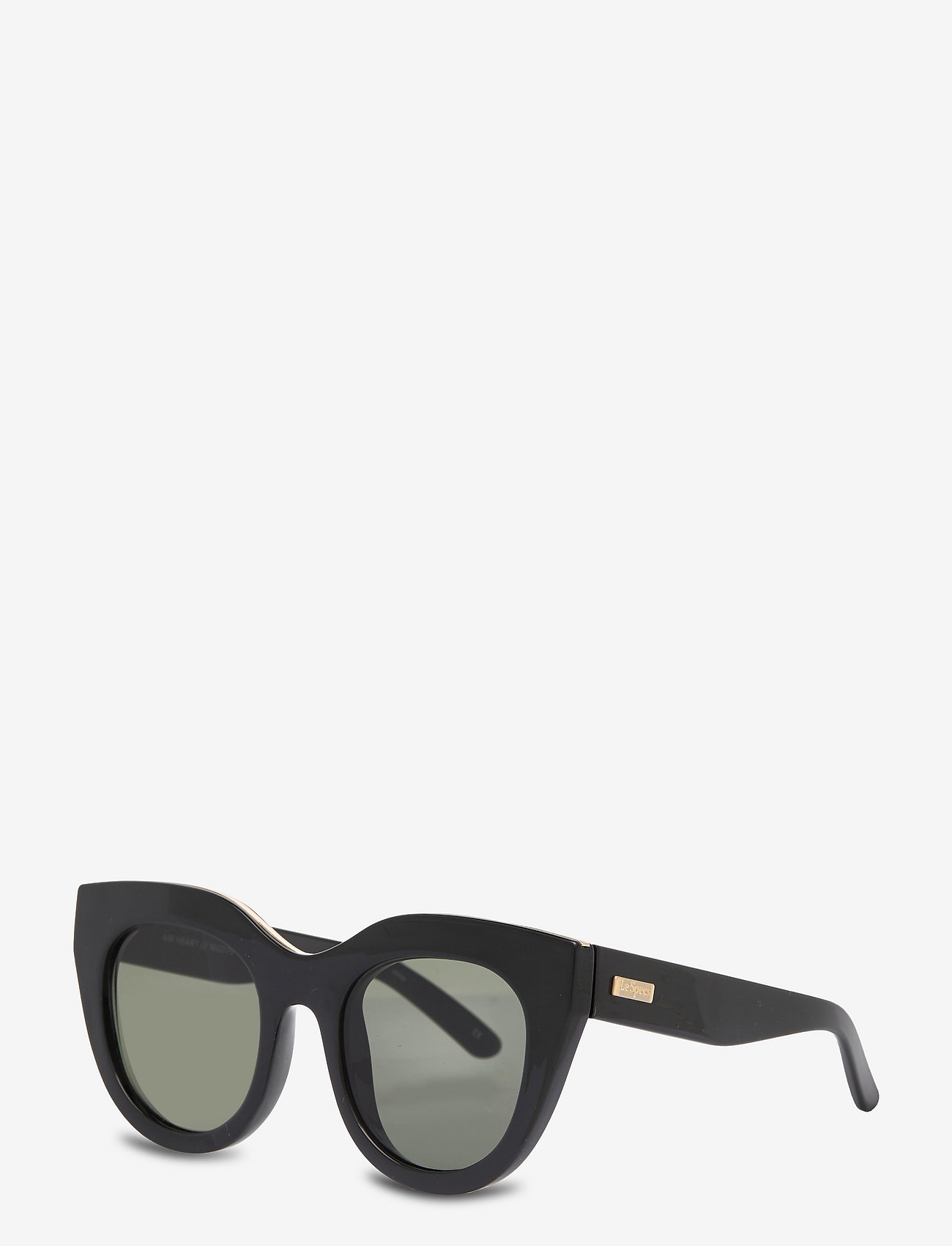 Le Specs - AIR HEART - okulary przeciwsłoneczne motyl - black/gold w/ khaki mono lens - 1
