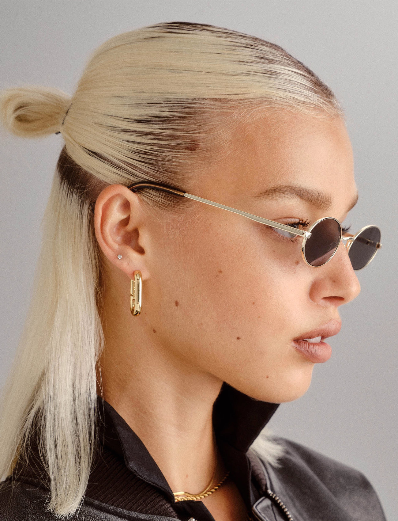 Le Specs Love Train, One Size, Gold, Solbriller > Solbriller Med Rundt Stel, Dame
