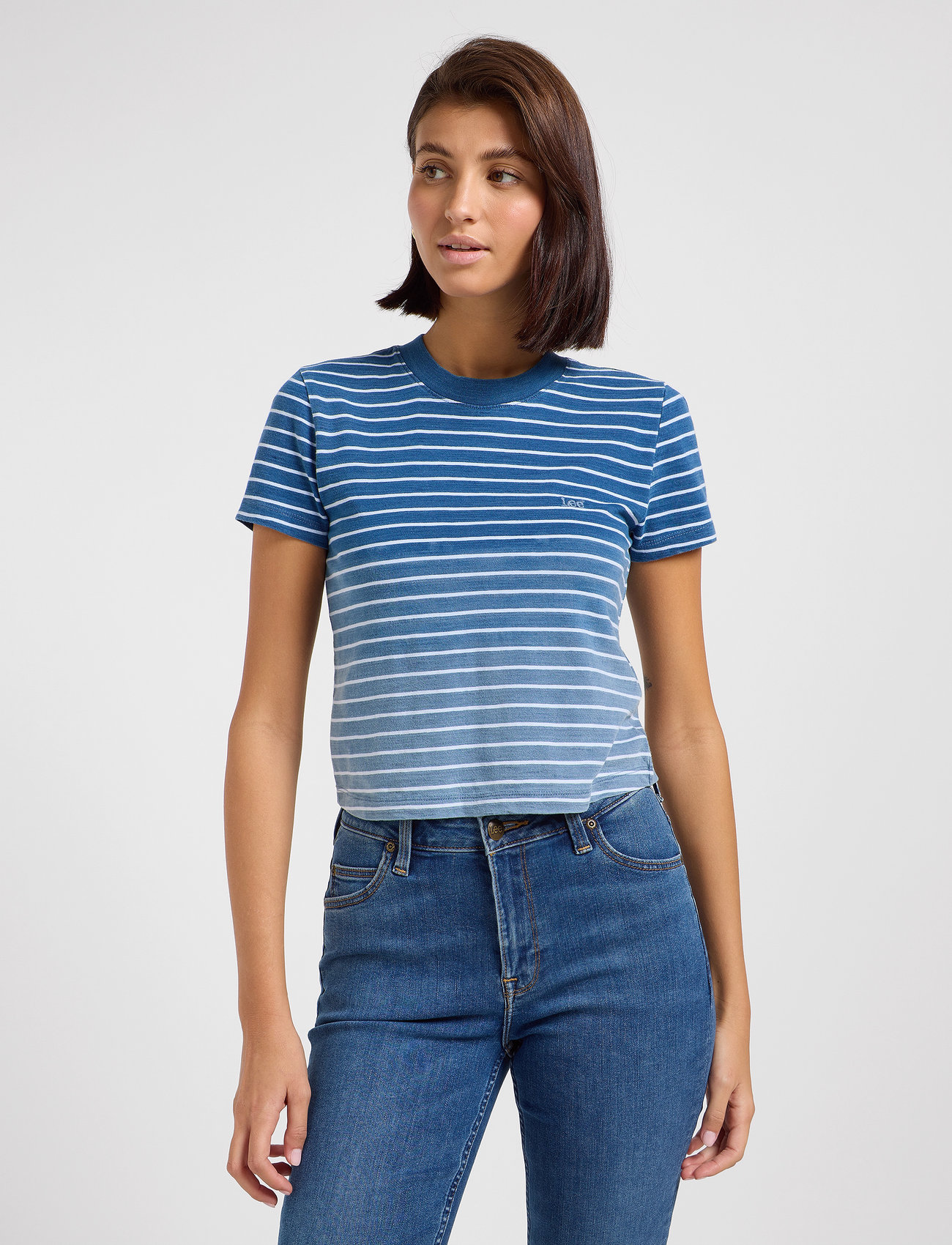 Lee Jeans Cropped Tee, M, Navy, T-Shirts & Toppe > Kortærmede, Dame