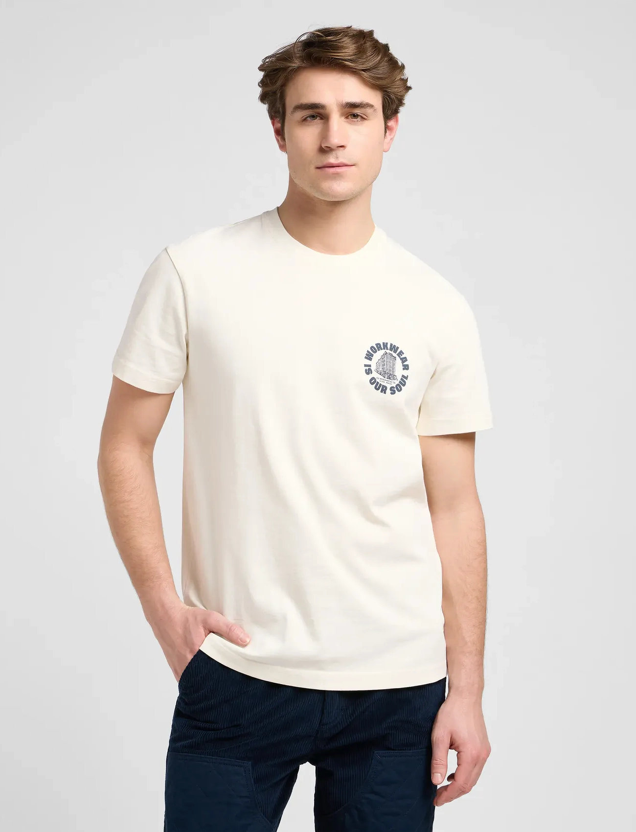 Lee Jeans Ww Graphic Tee, S, Cream, T-Shirts > Kortærmede, Herre