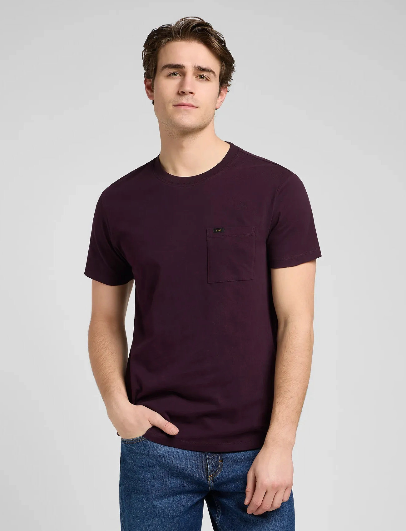 Lee Jeans Ultimate Pocket Tee, S, Burgundy, T-Shirts > Kortærmede, Herre