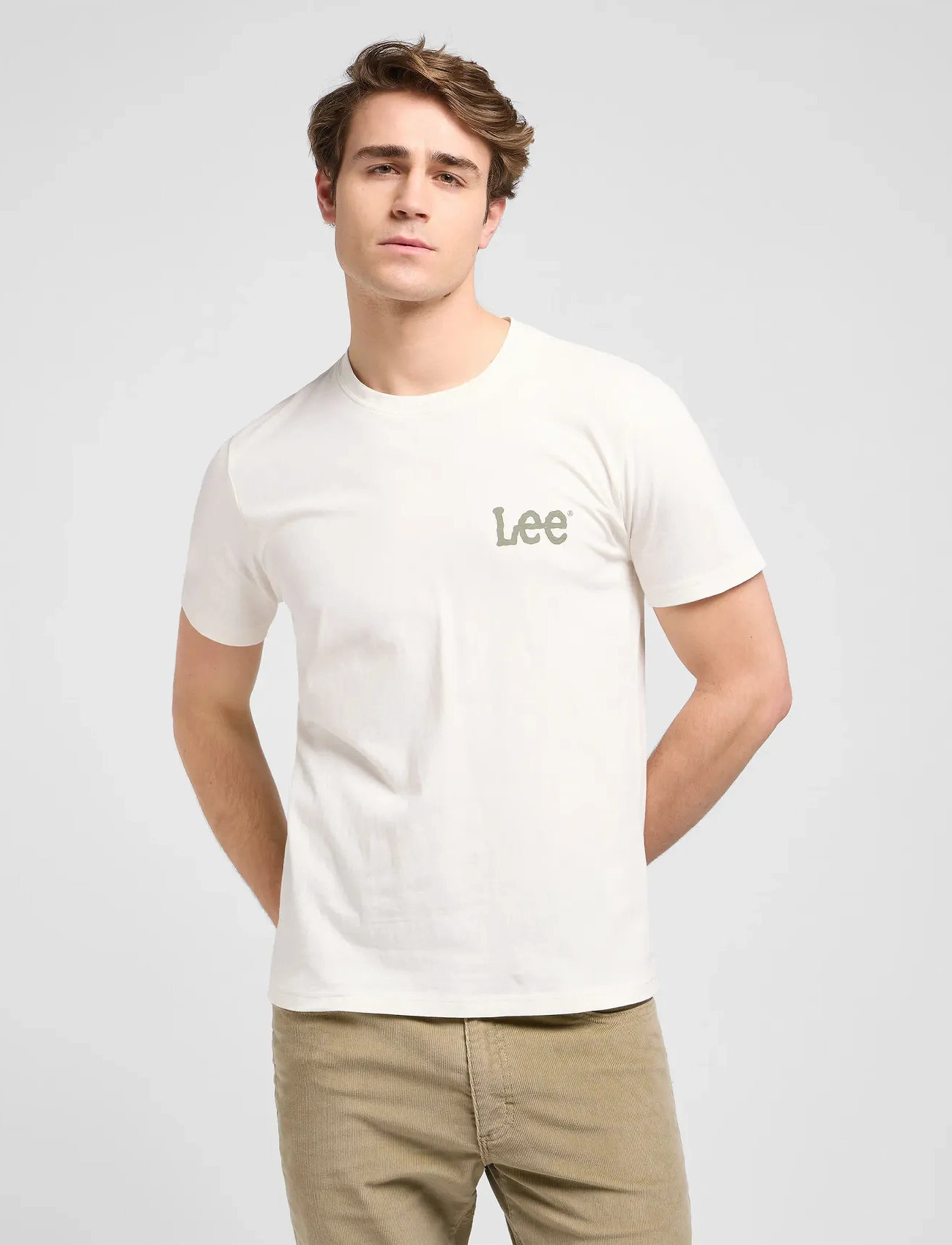 Lee Jeans Medium Wobbly Lee Tee, L, Cream, T-Shirts > Kortærmede, Herre
