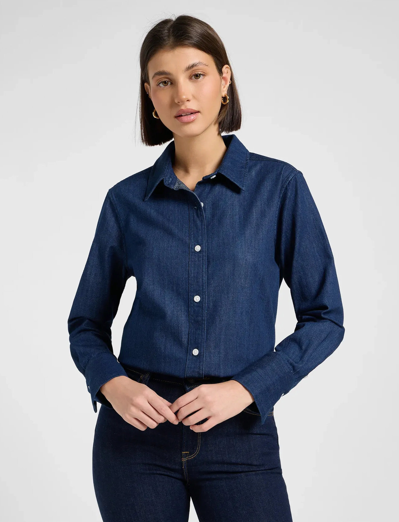 Lee Jeans Classic Shirt, XS, Navy, Skjorter > Langærmede, Dame