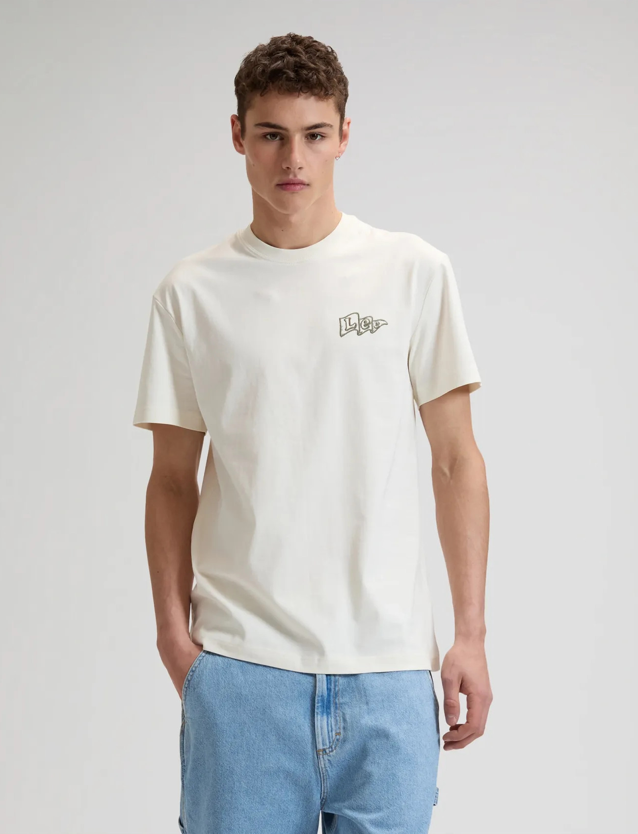 Lee Jeans Lee Flag Tee, S x 00, Cream, T-Shirts > Kortærmede, Herre