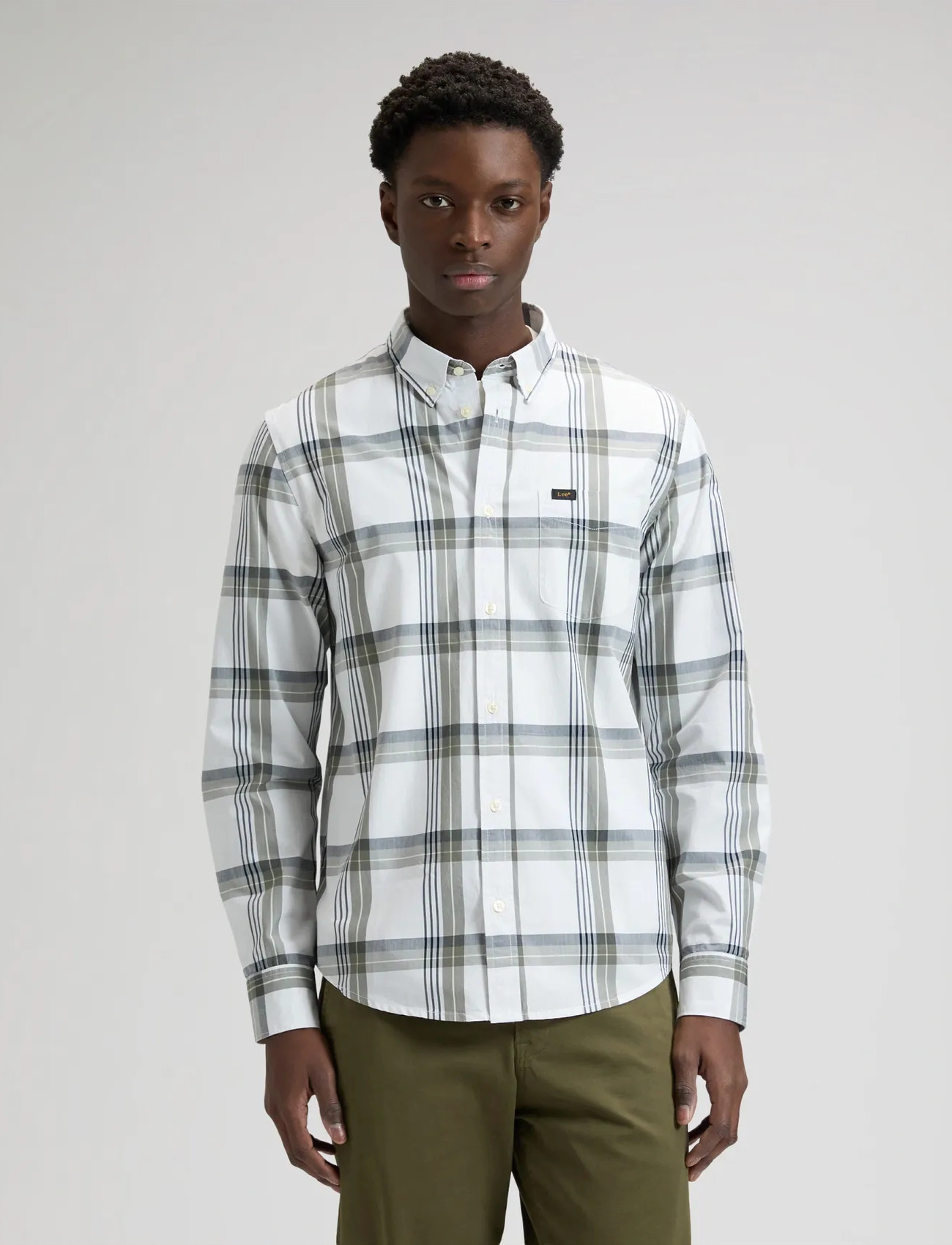 Lee Jeans Lee Button Down, L x 00, Grey, Skjorter > Afslappet Shirts, Herre