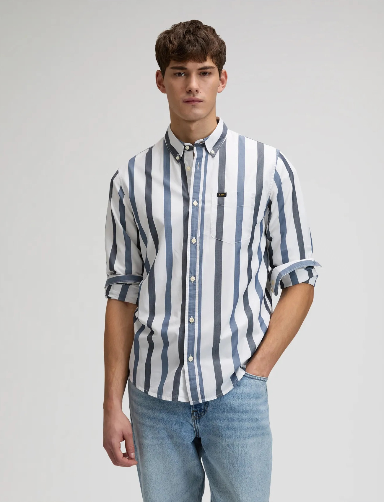 Lee Jeans Lee Button Down, L x 00, Blue, Skjorter > Afslappet Shirts, Herre