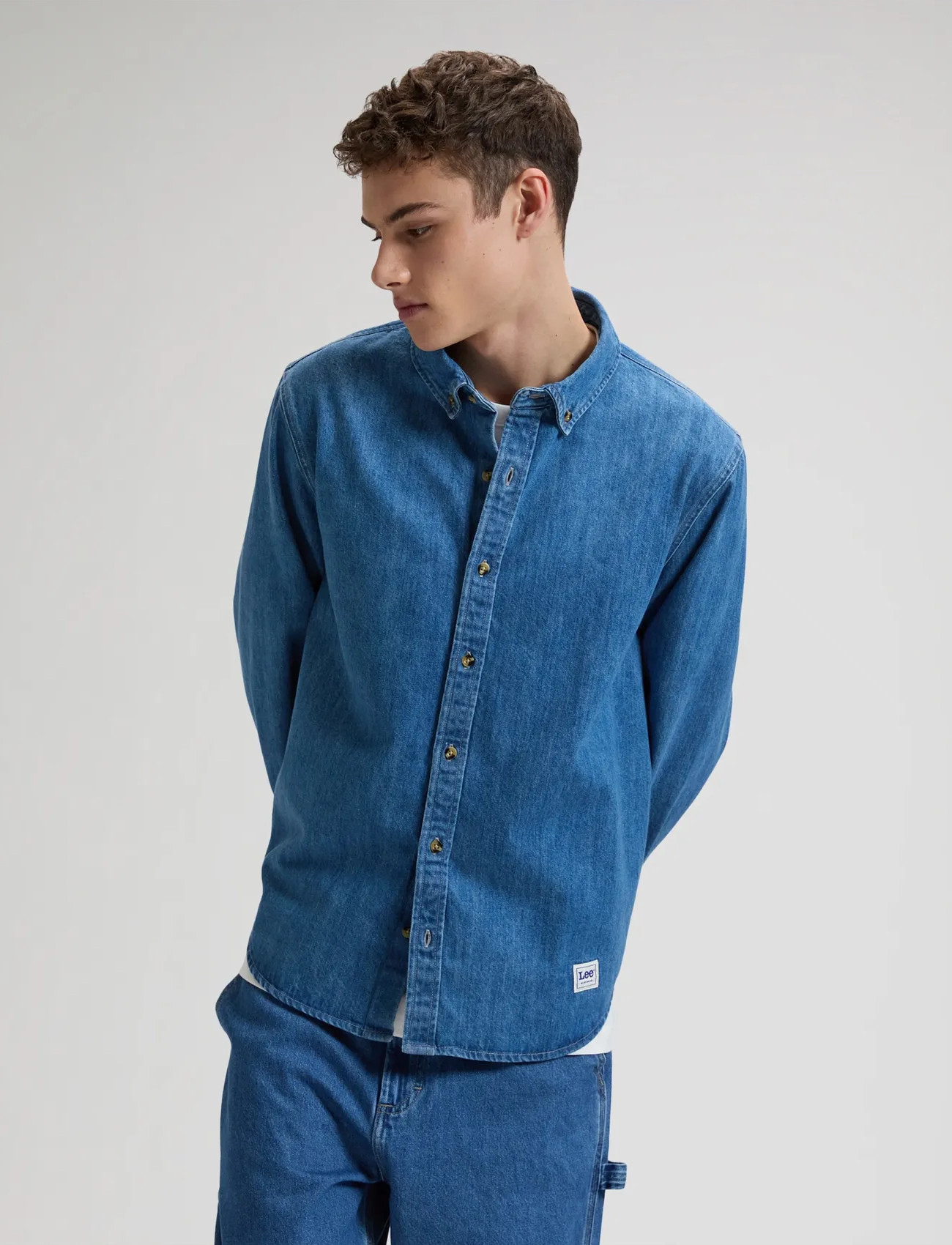 Lee Jeans Workwear Button Down, XXL x 00, Blue, Skjorter > Afslappet Shirts, Herre