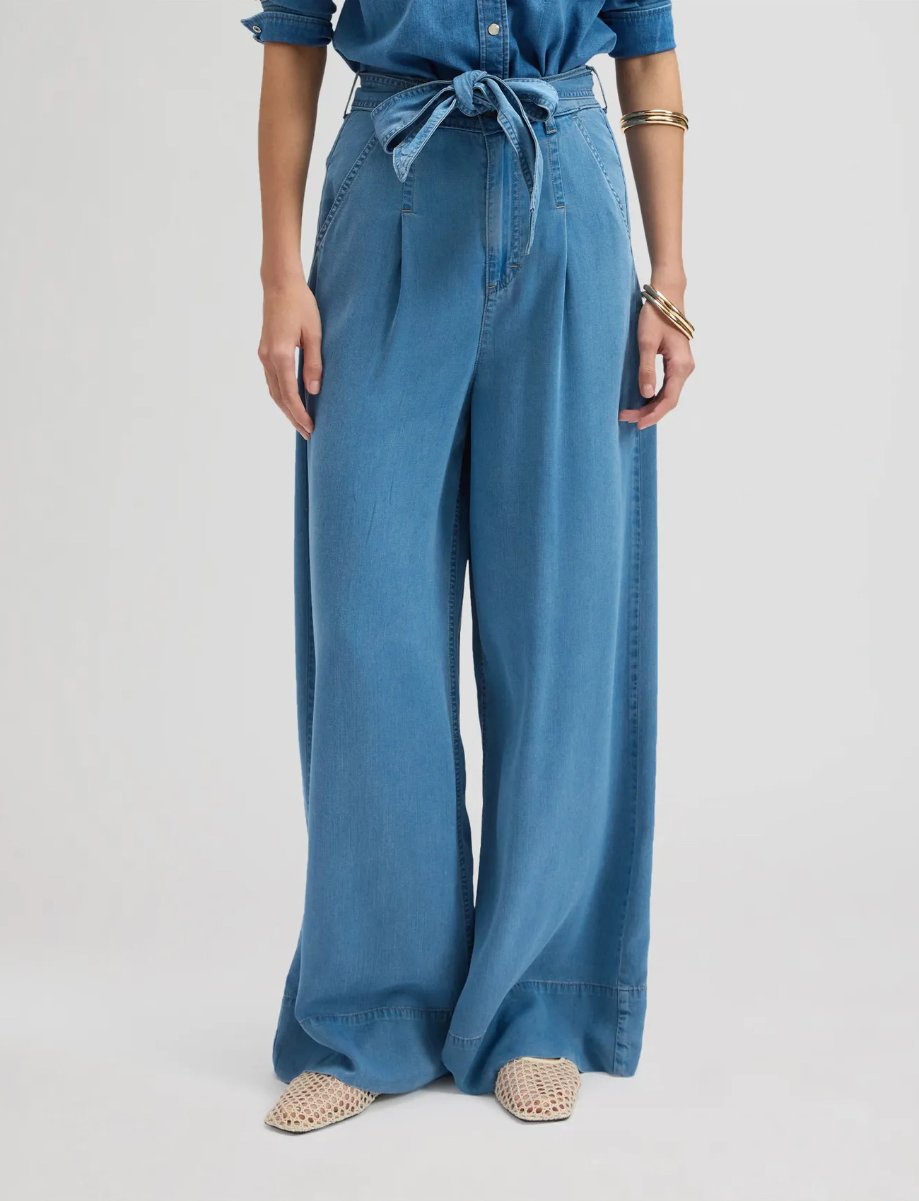 Lee Jeans Pleated Wide Leg, 25 x 31, Blue, Trousers - Dame
