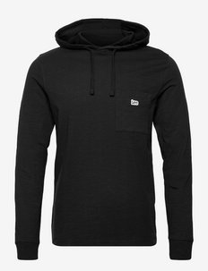LS POCKET TEE HOODIE - hoodies - black
