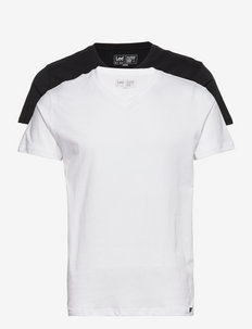 TWIN PACK V NECK - t-shirts im multipack - black white