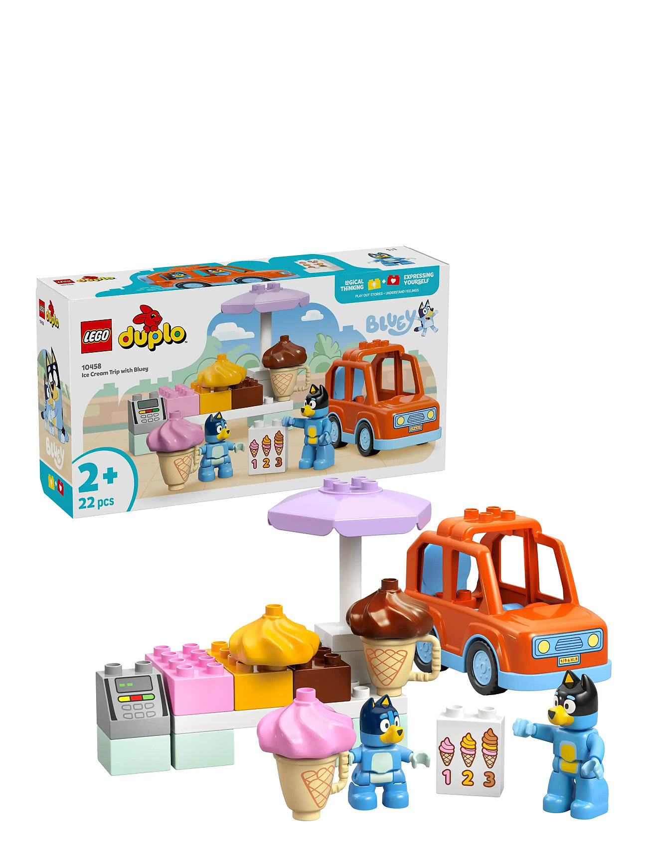 LEGO Bluey Ice Cream Trip With Bluey Toddler Toy 10458, One Size, Multi/patterned, Lego Legetøj > Lego duplo, Børn