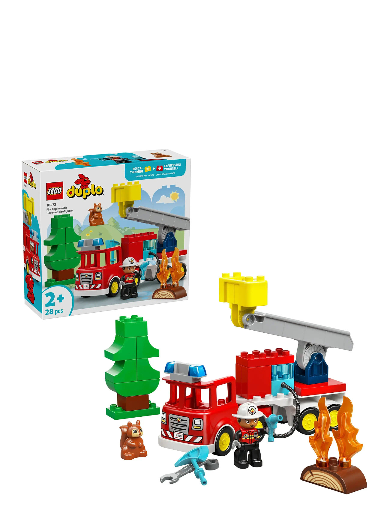 LEGO Brandbil Med Slange Og Brandmand 10473, One Size, Red, Lego Legetøj > Lego duplo, Børn