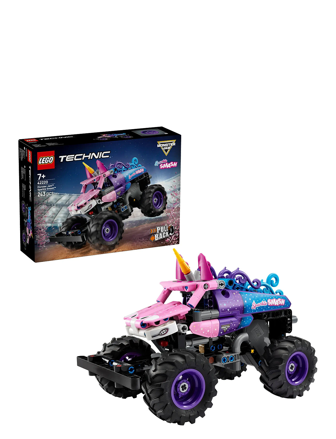 LEGO Monster Jam Sparkle Smash Pull-Back 42220, One Size, Pink, Lego Legetøj > Lego Technic, Børn