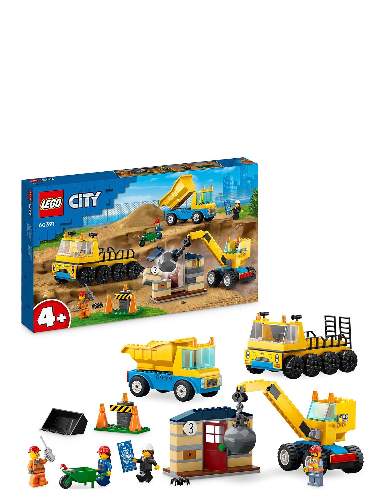 Construction Trucks & Wrecking Ball Crane Toys