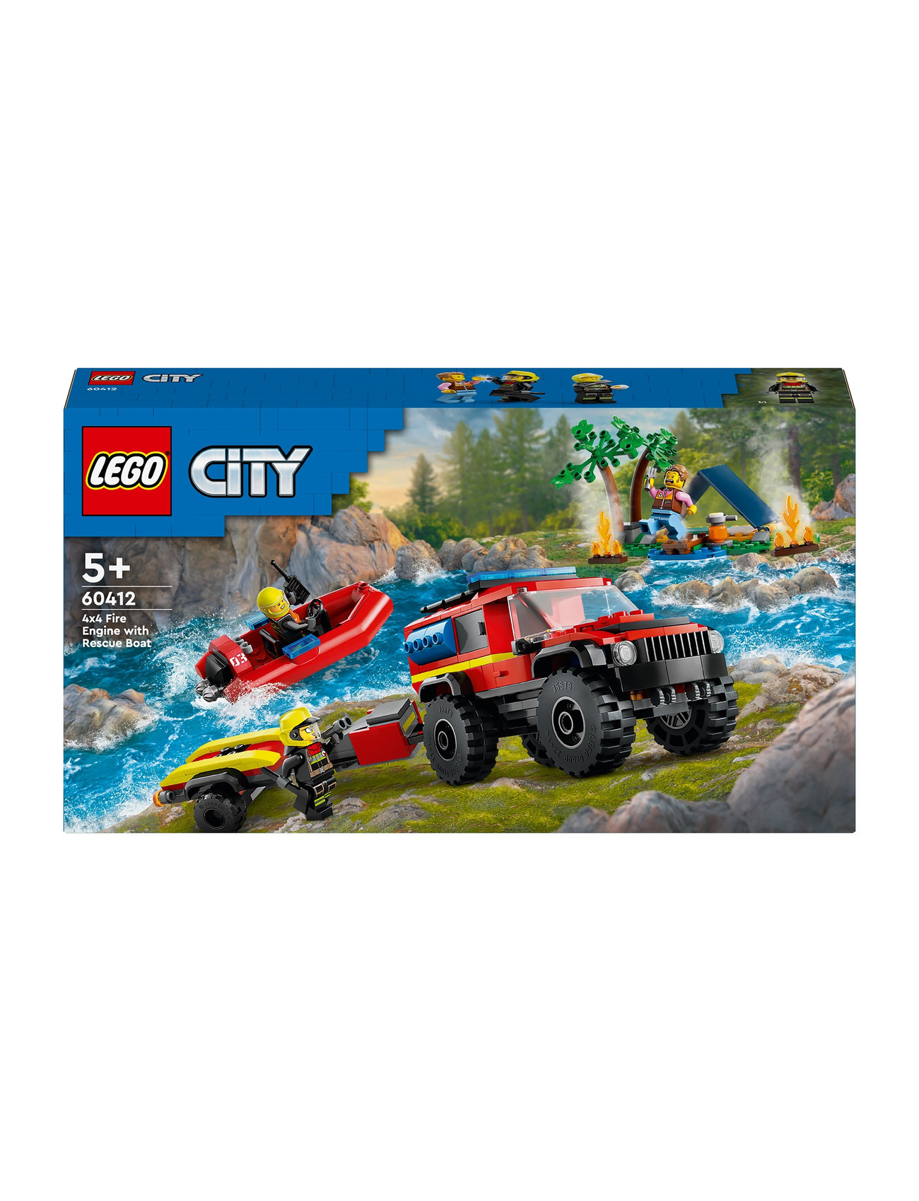 Firhjulstrukket Brandbil Med Redningsbåd Toys Lego Toys Lego city Multi/patterned LEGO