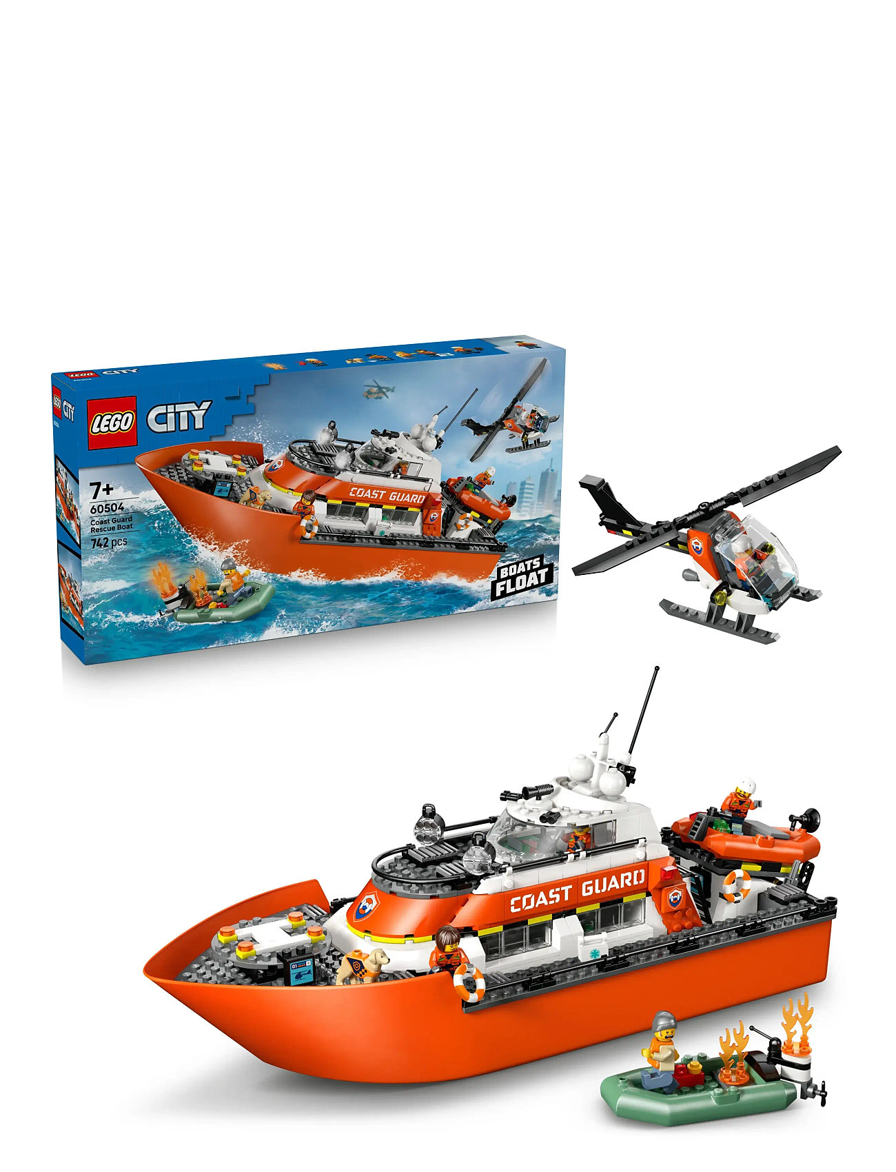 LEGO Kystvagtens Redningsbåd Og Helikopter 60504, One Size, Orange, Lego Legetøj > Lego city, Børn