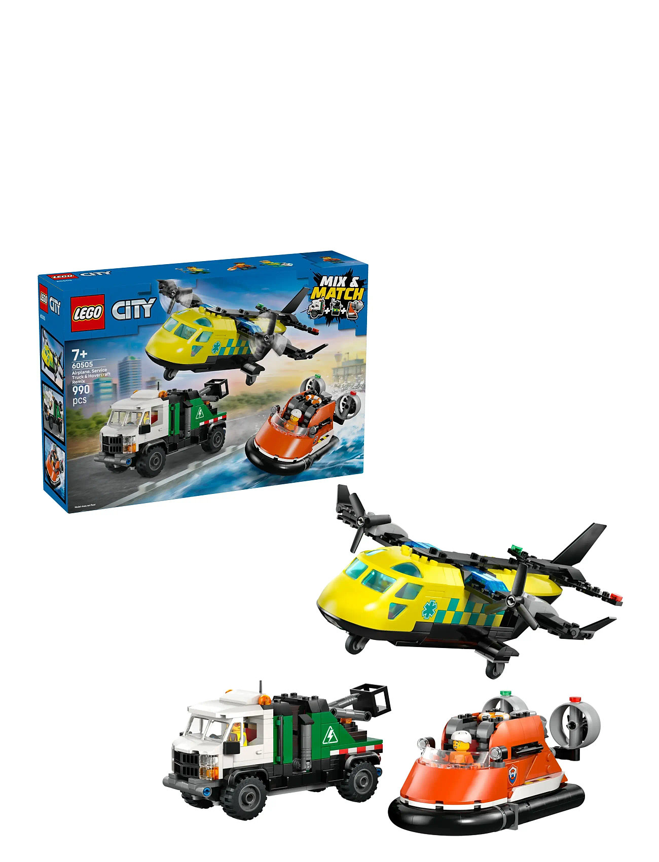 LEGO Remix – Fly, Servicevogn Og Luftpudebåd 60505, One Size, Yellow, Lego Legetøj > Lego city, Børn