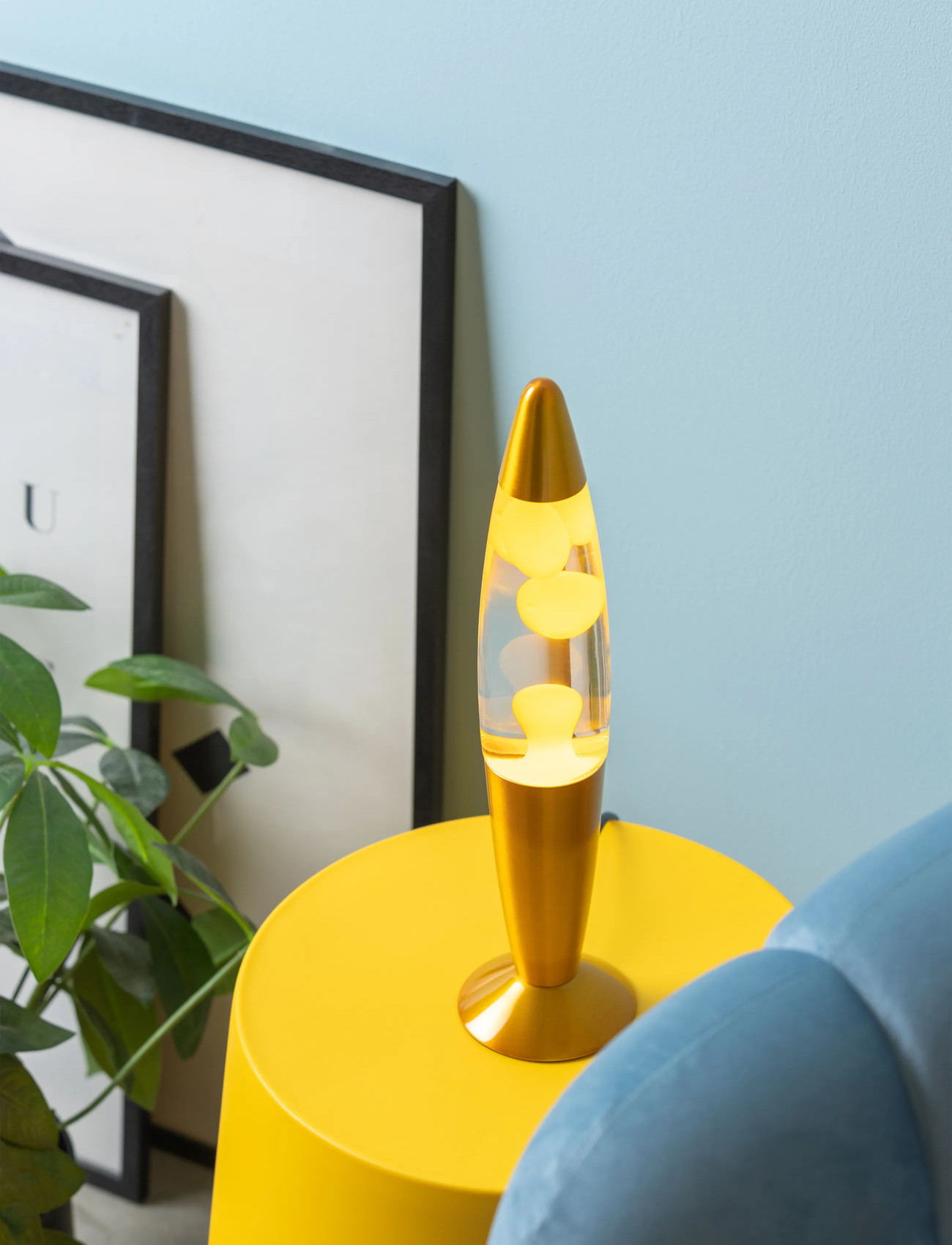 Leitmotiv Table Lamp Funky Rocket Lava, H35.5 cm, Yellow, Belysning > Bordlamper, Børn