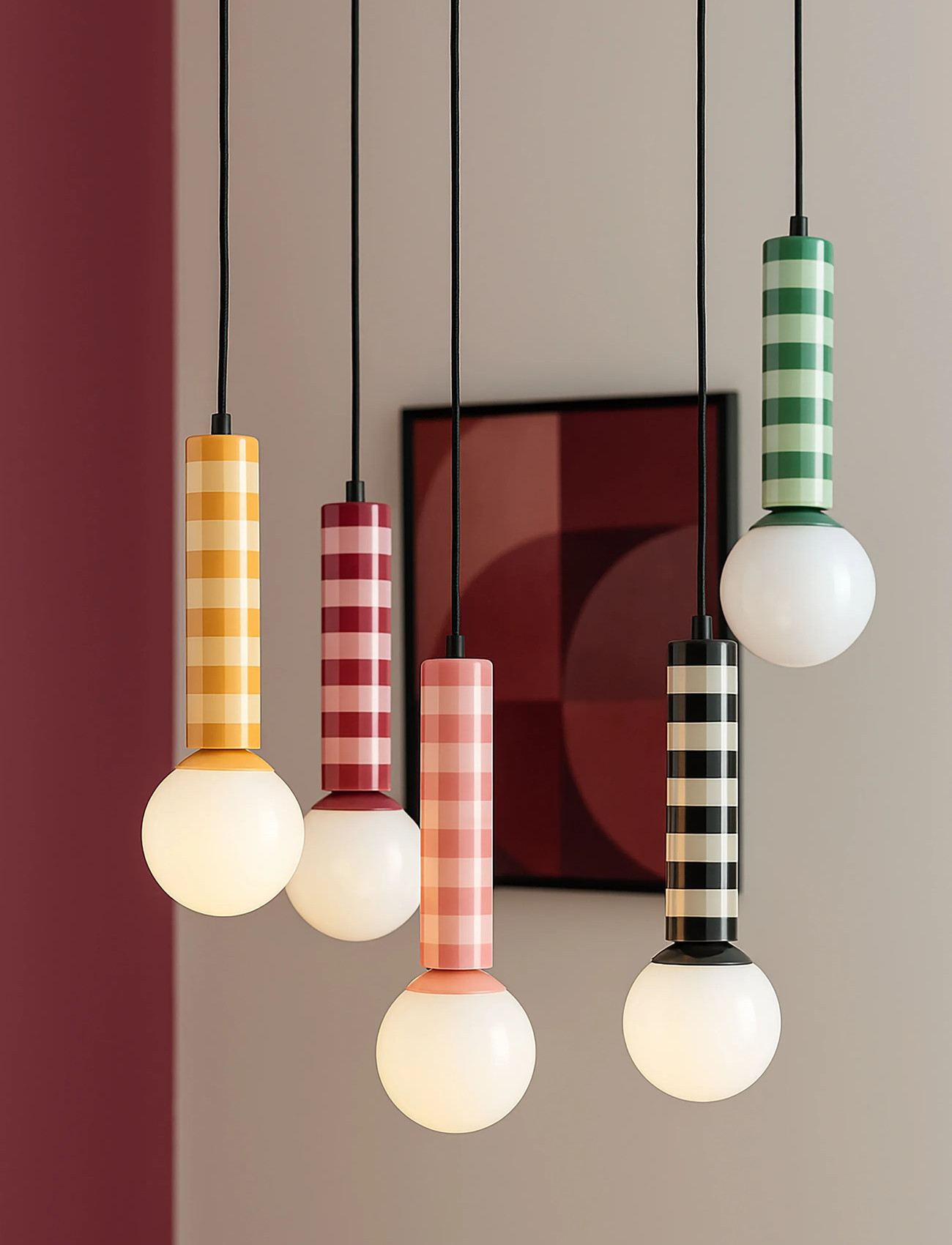 Leitmotiv Pendant Lamp Rayado, H38 cm, Pink, Belysning > Loftslamper, Børn