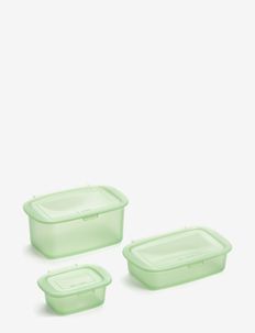 Set 3 reusable silicone boxes - lunch boxes & food containers - green