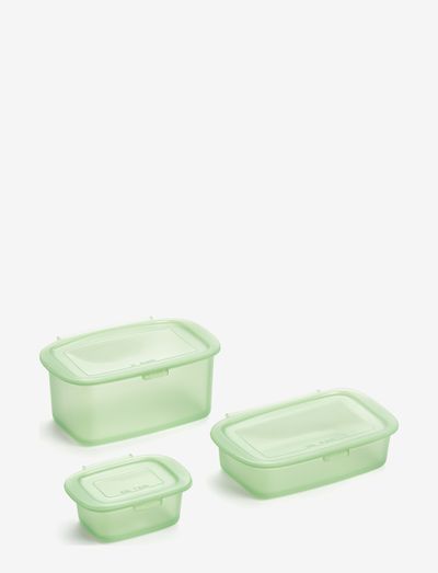 Set 3 reusable silicone boxes - pusdienu kastītes un ēdiena uzglabāšanas trauki - green