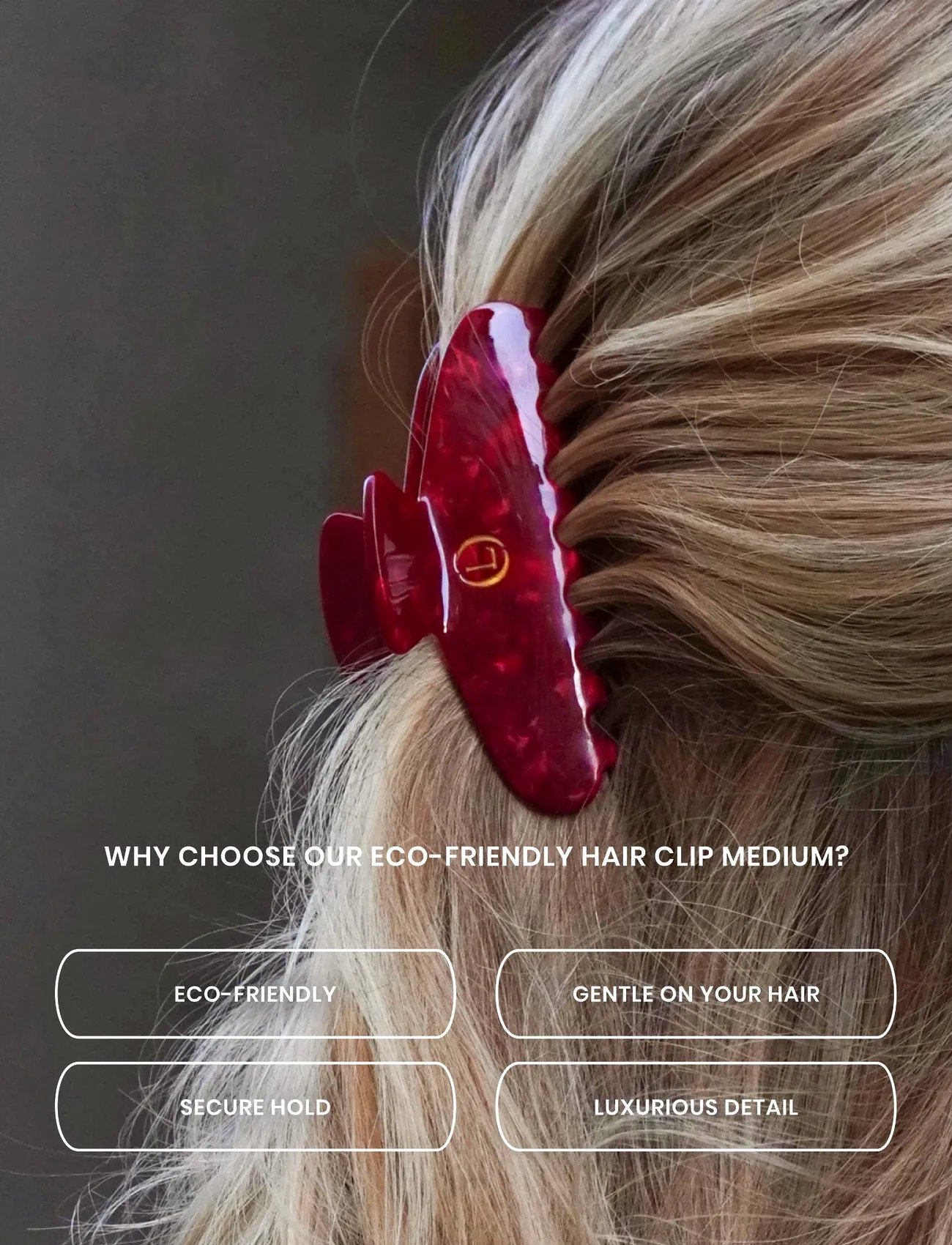 Lenoites Eco-Friendly Claw Clip Medium, One Size, Red, Hårtilbehør > Hårkløer, Dame