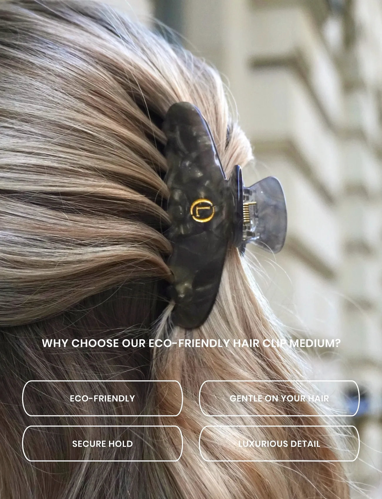Lenoites Eco-Friendly Claw Clip Medium, One Size, Grey, Hårtilbehør > Hårkløer, Dame