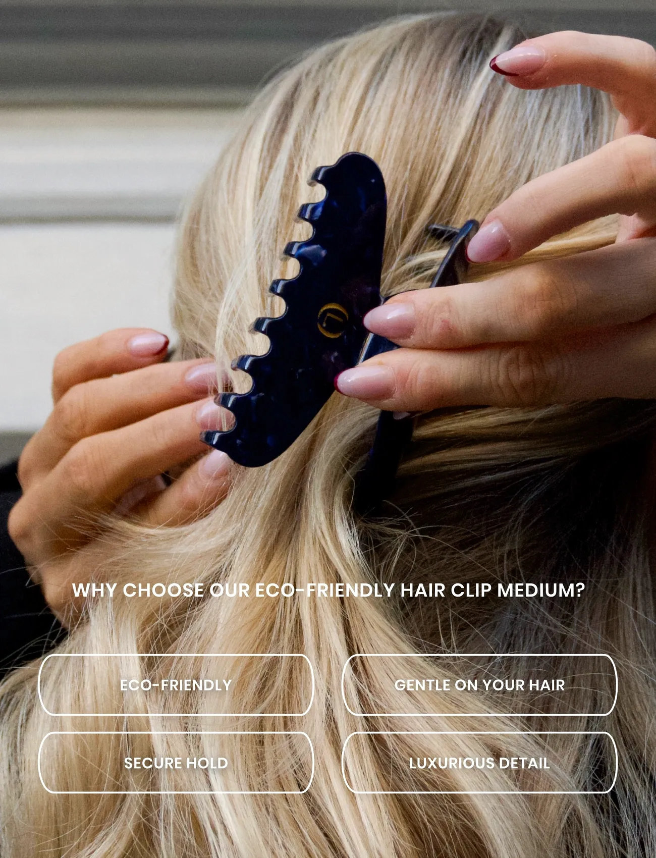 Lenoites Eco-Friendly Claw Clip Medium, One Size, Navy, Hårtilbehør > Hårkløer, Dame
