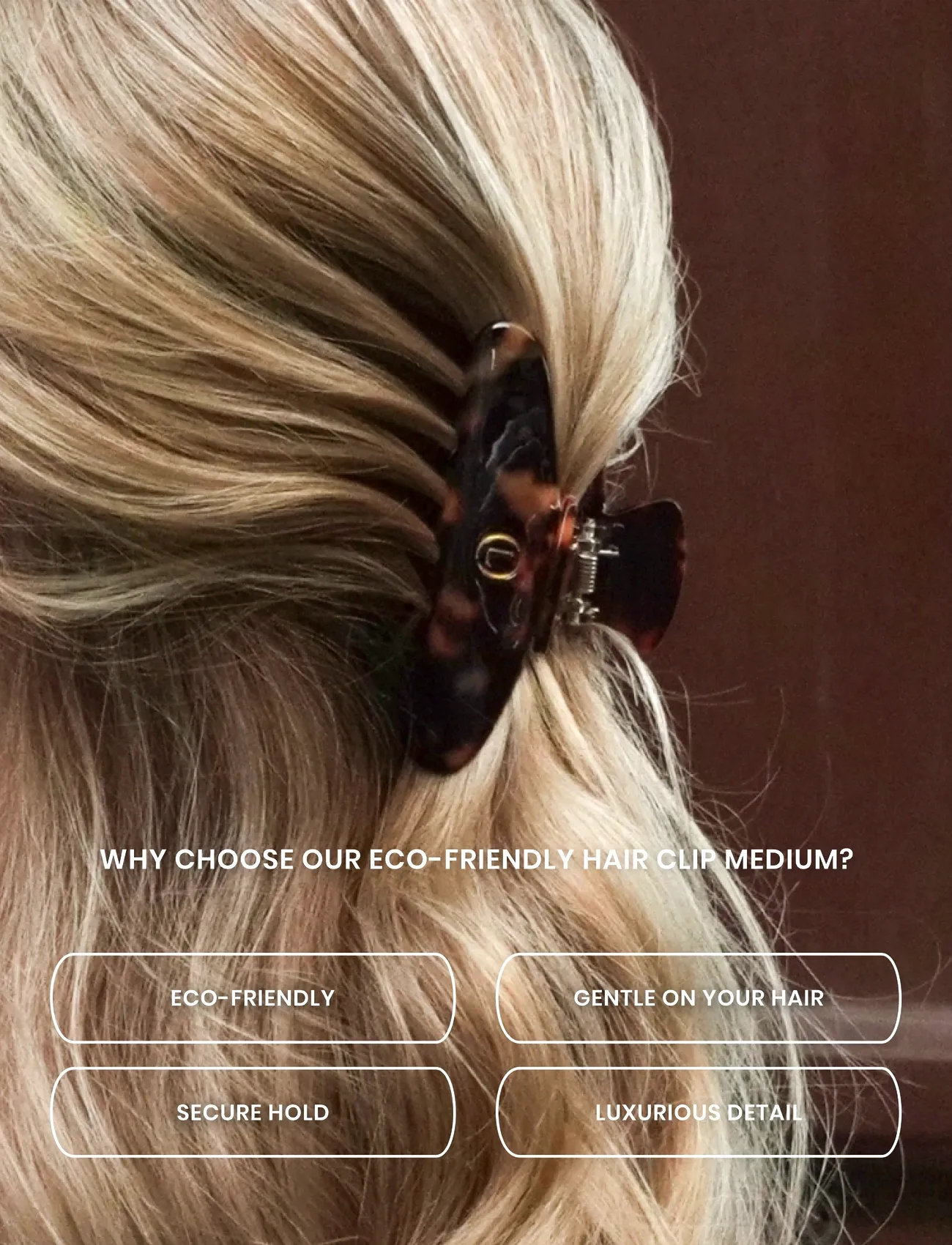 Lenoites Eco-Friendly Claw Clip Medium, One Size, Brown, Hårtilbehør > Hårkløer, Dame