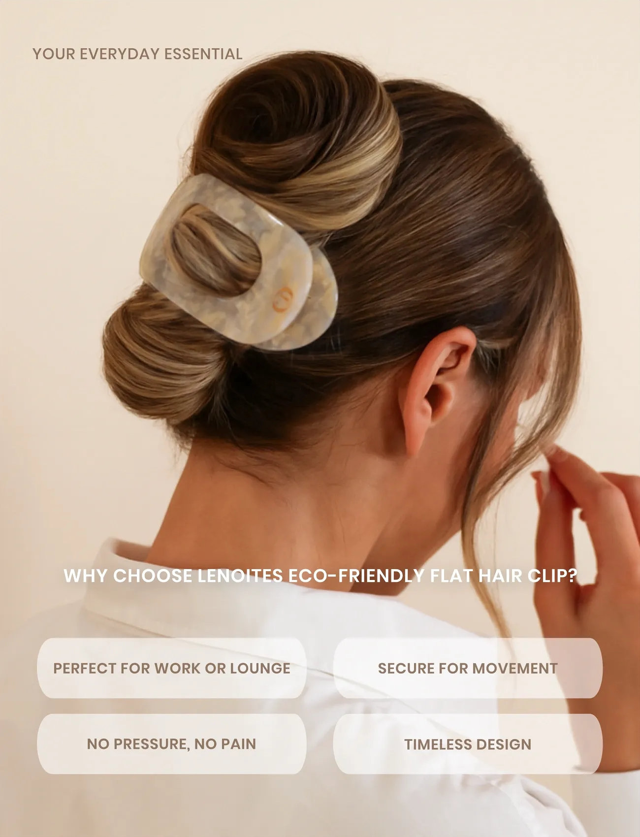Lenoites Eco-Friendly Flat Hair Clip, One Size, Beige, Hair Accessories > Hair Clip, Dame