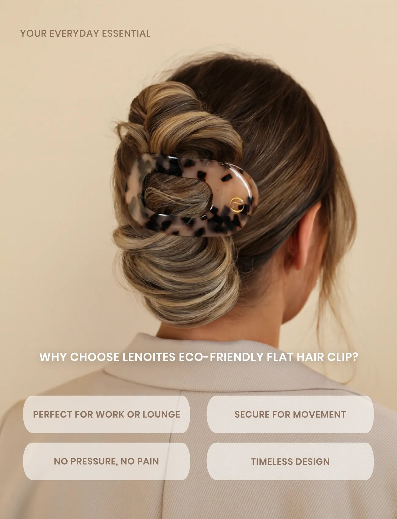 Lenoites Eco-Friendly Flat Hair Clip, One Size, Beige, Hair Accessories > Hair Clip, Dame