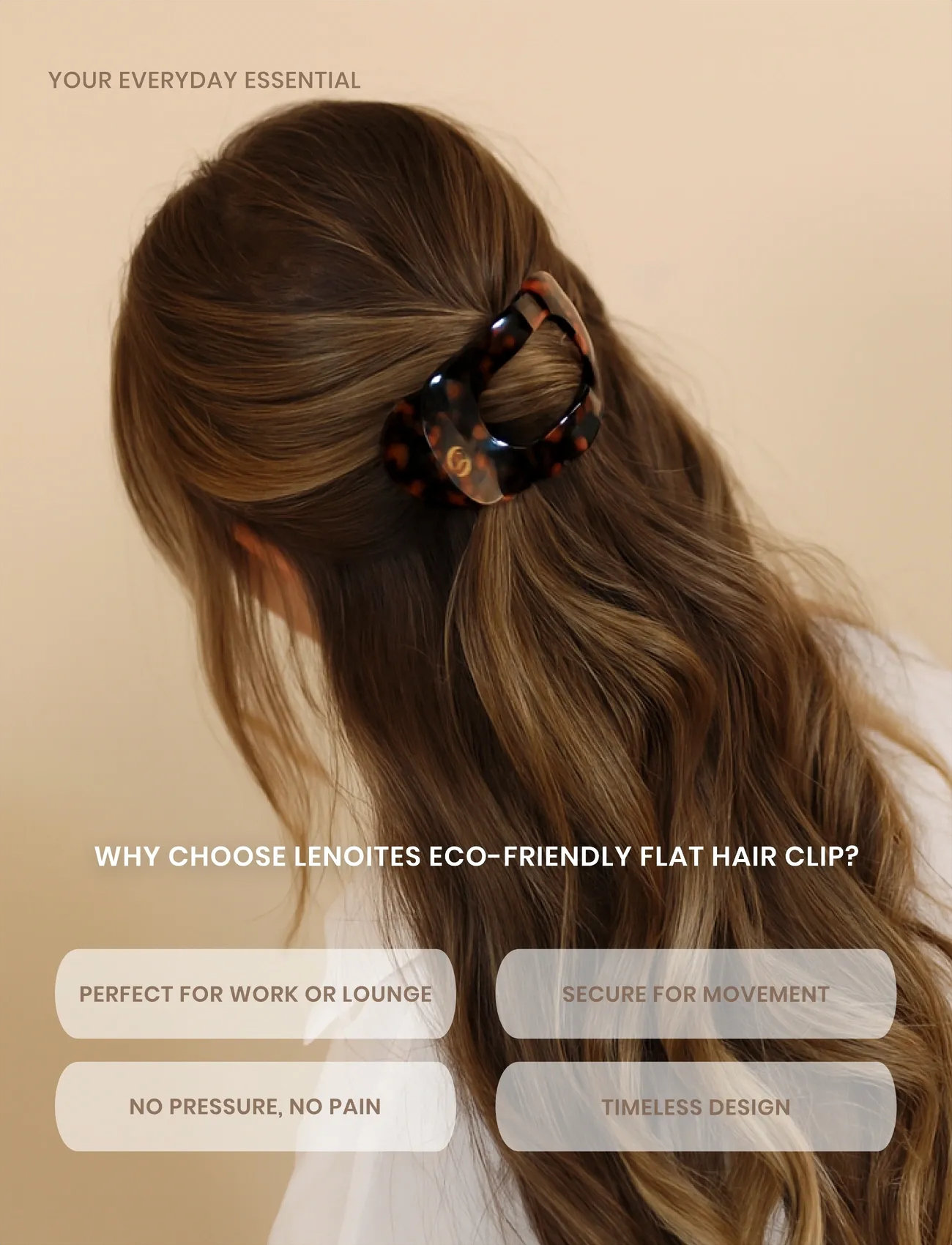 Lenoites Eco-Friendly Flat Hair Clip, One Size, Brown, Hair Accessories > Hair Clip, Dame