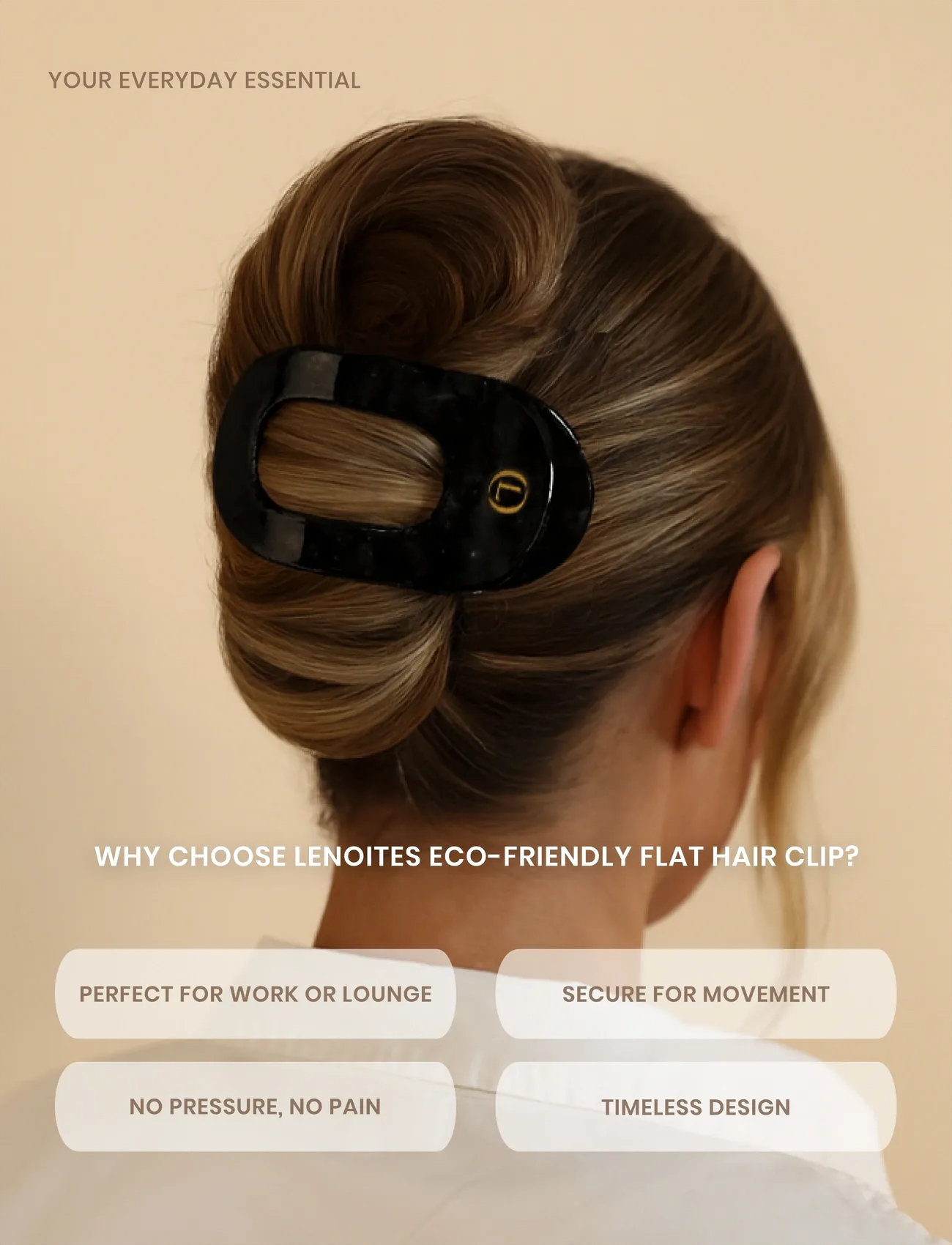 Lenoites Eco-Friendly Flat Hair Clip, One Size, Black, Hair Accessories > Hair Clip, Dame