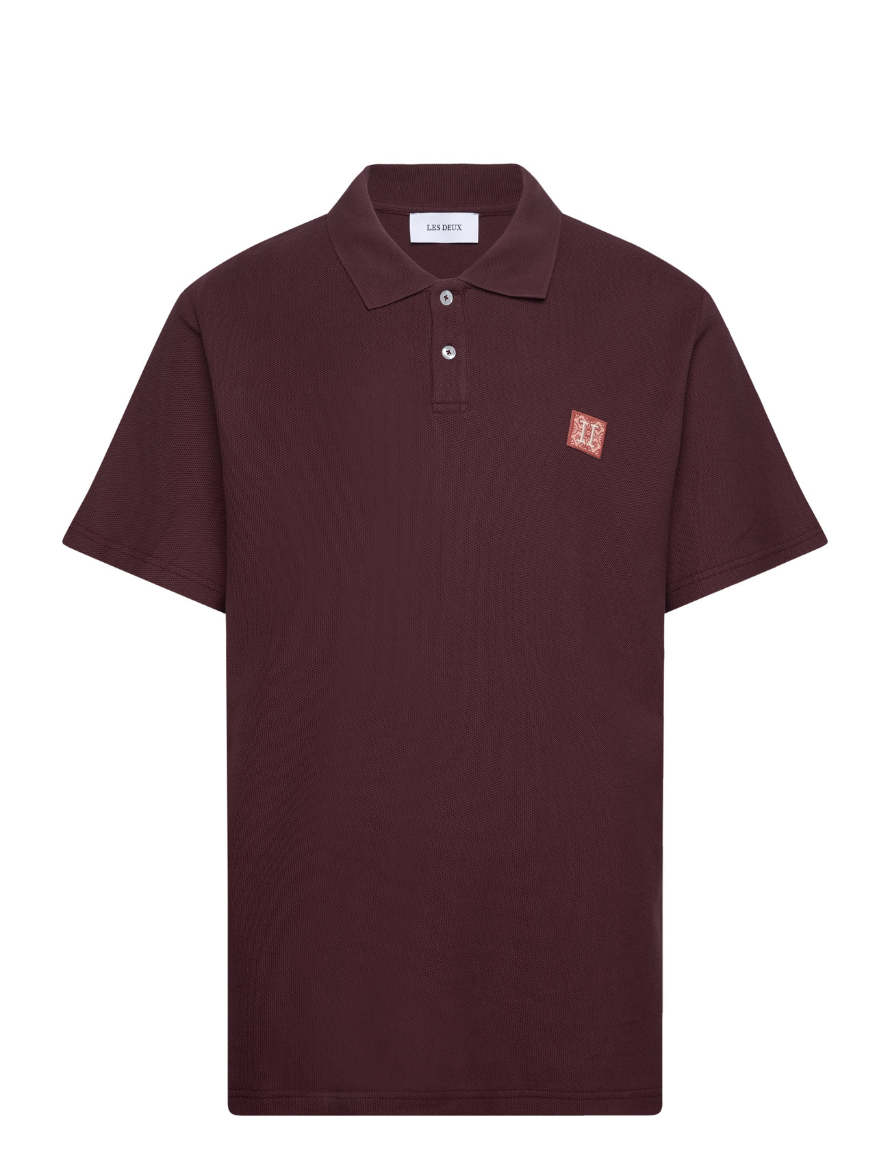 Piece Pique Polo Tops Polos Short-sleeved Burgundy Les Deux