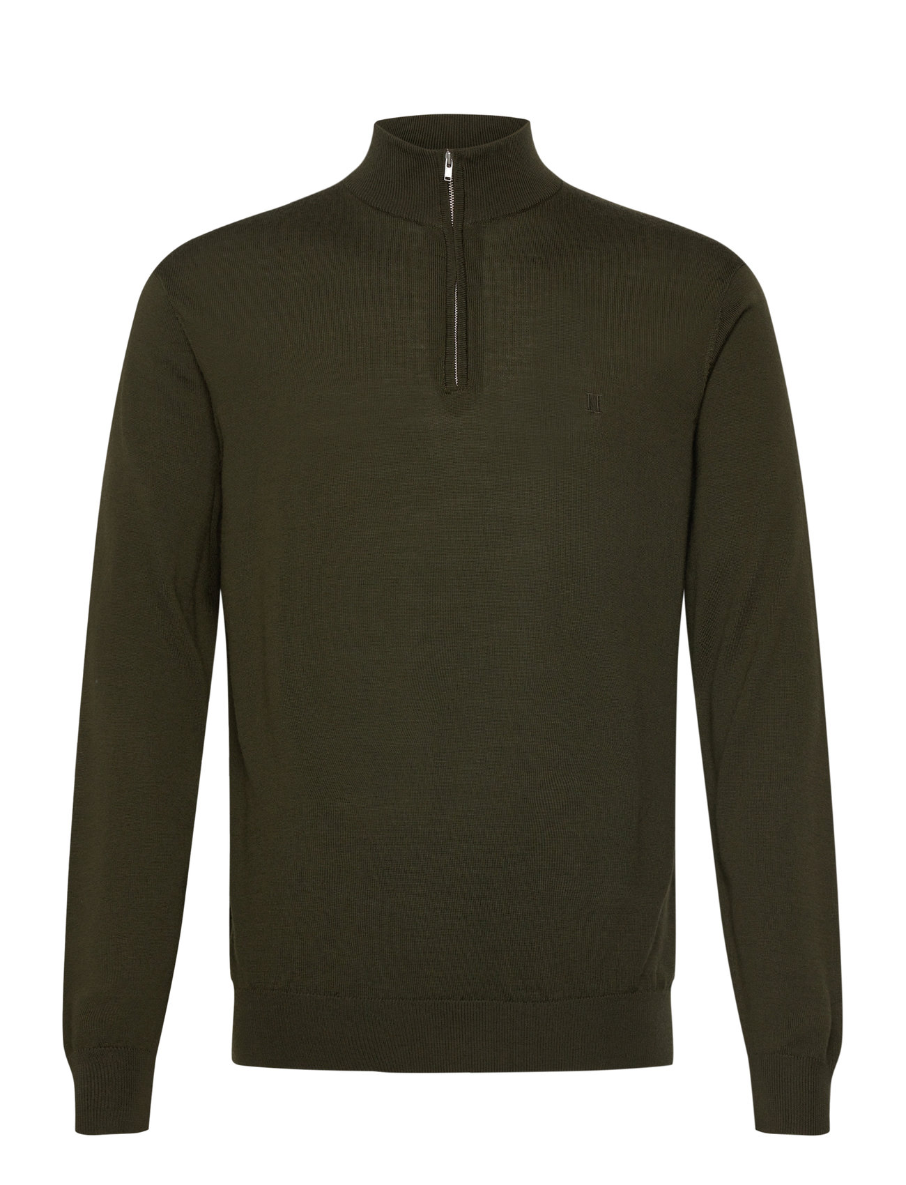 Les Deux Greyson Half-Zip Merino Knit Khaki Green