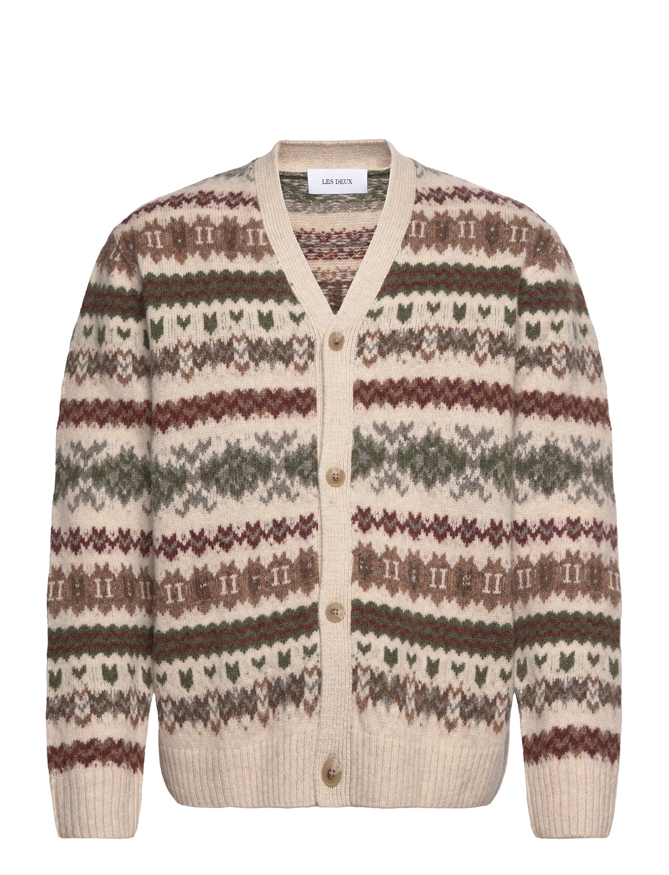 Les Deux Hordur Fair Isle Cardigan Beige