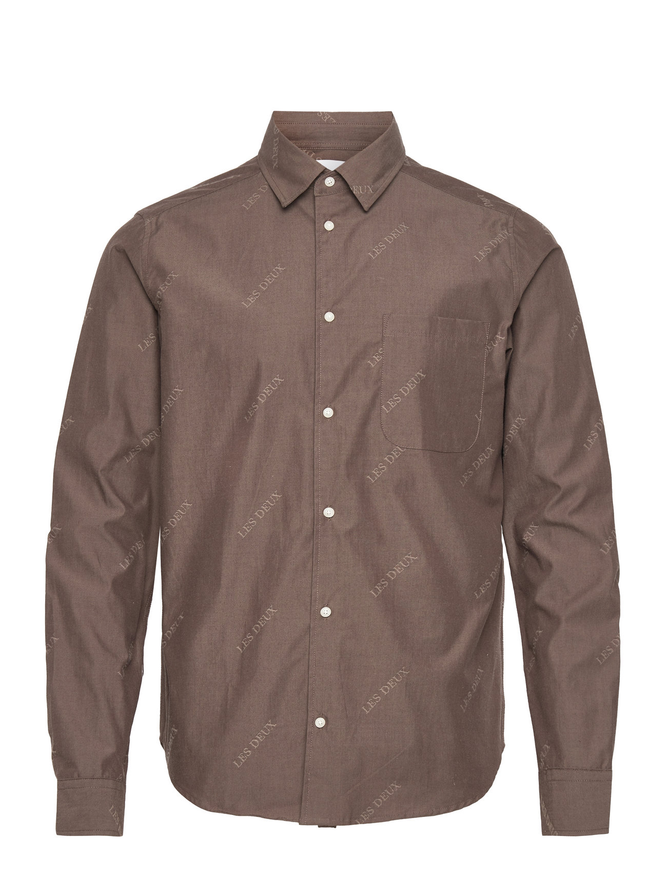 Les Deux Jacquard Flannel Shirt Tops Shirts Casual Brown Les Deux
