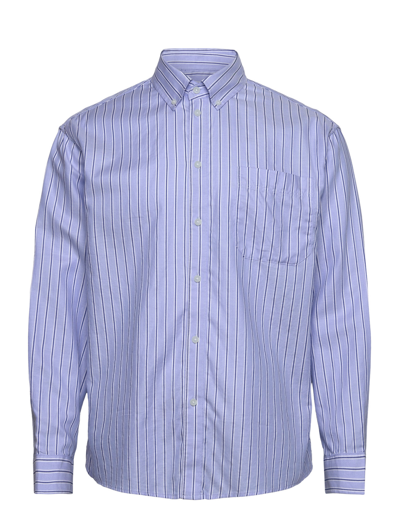 Kolton Herringb Poplin Shirt Blue Les Deux