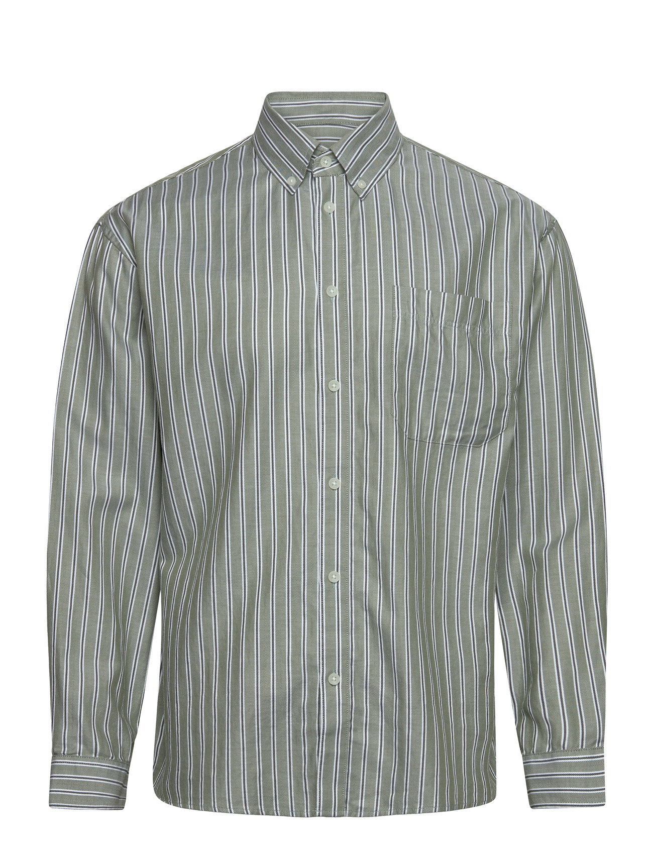 Kolton Herringb Poplin Shirt Khaki Les Deux