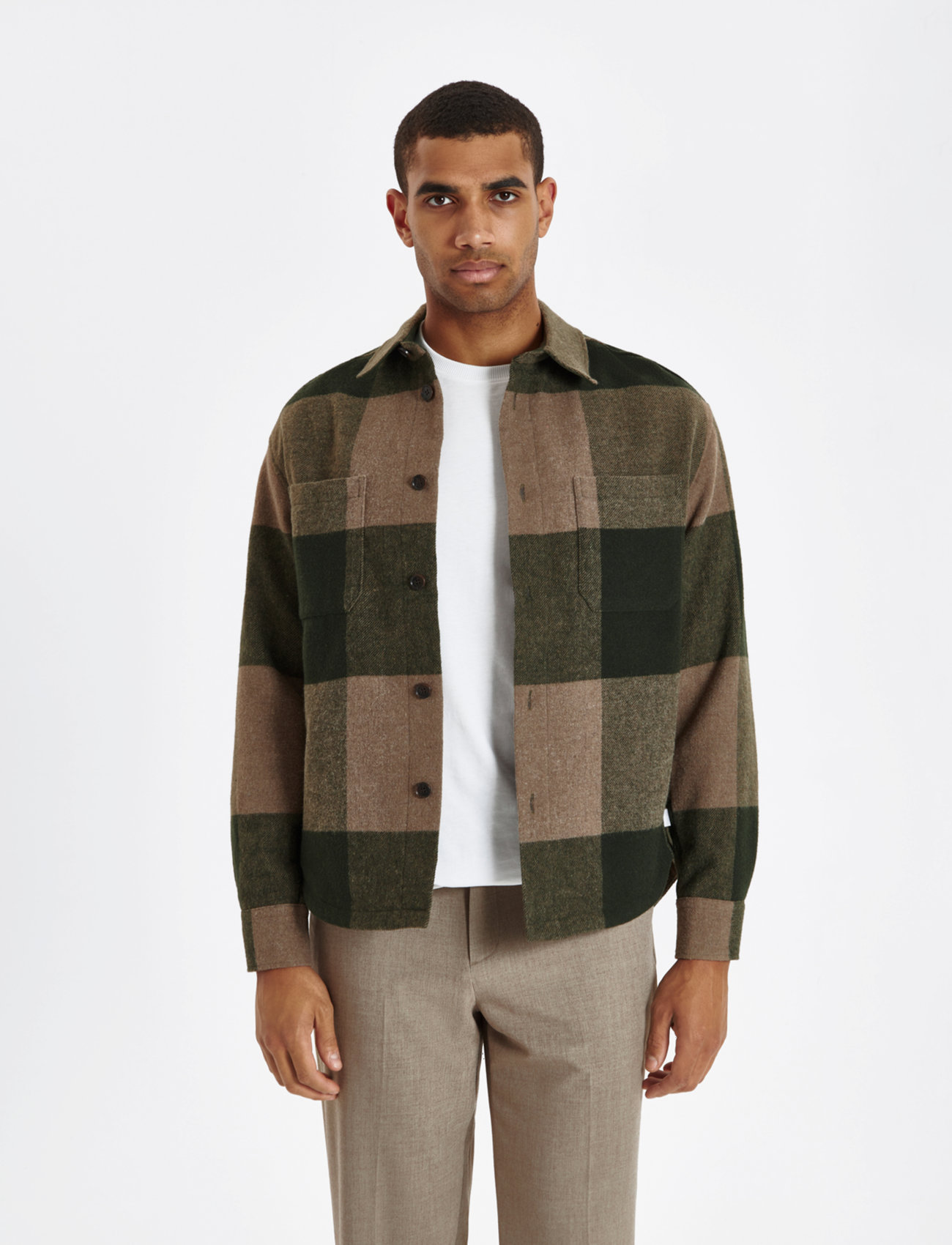 Les Deux Jacob Check Wool Hybrid - Overshirts - Boozt.com